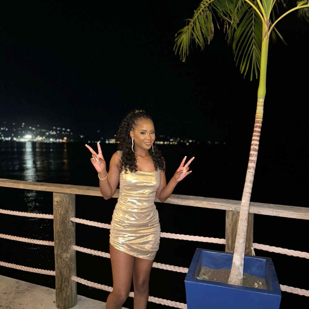 Gold Strapless Mini Dress